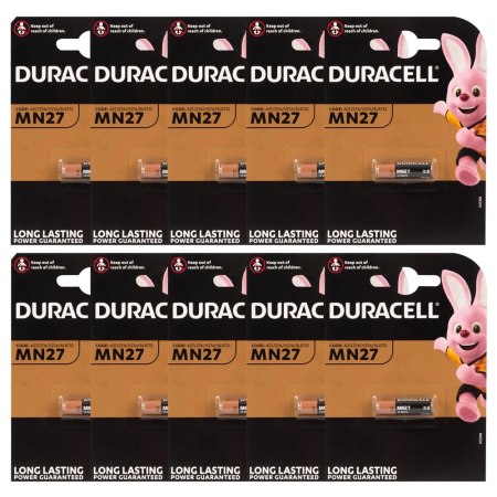 Duracell 27A Alkaline Battery 12V Pack of 10 - Long-lasting Power