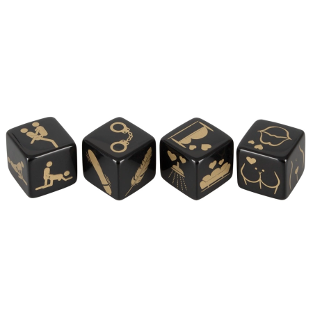 You2Toys Dice Set 4pcs Black Acrylic Gold Symbols 25mm