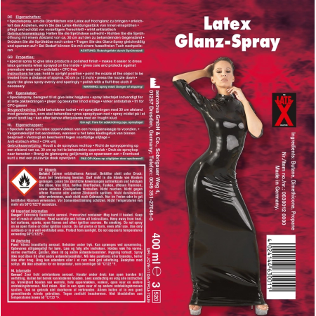 LateX Latex Gloss Spray 400ml - High Shine Care for Rubber Surfaces