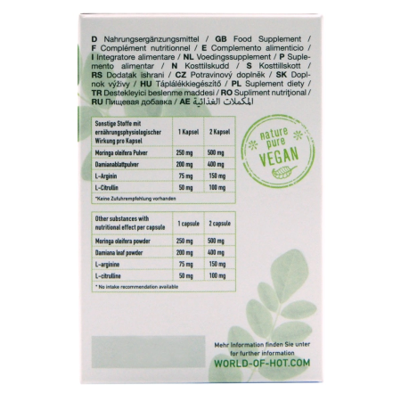 HOT BIO Moringa Libido Power Caps 60 - Vegan Herbal Supplement for Women