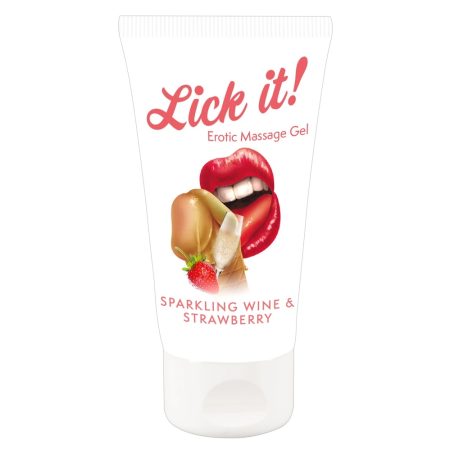 Lick it! Wine-Strawberry Vegan Massage Gel 50 ml - Scented Water-Based Formula