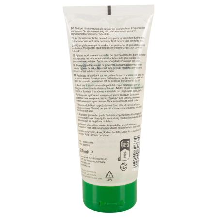 Just Glide Bio Anal 200 ml Water-Based Vegan Lubricant Eco Tube