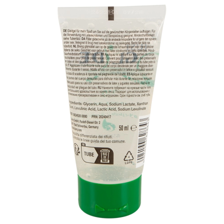Just Glide Bio Water-Based Vegan Lubricant 50 ml Eco-Friendly Tube