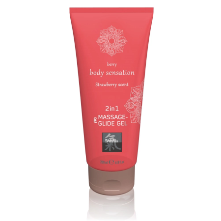 HOT Massage & Lubricant Gel 2in1 Strawberry 200ml - Moisturizing Formula