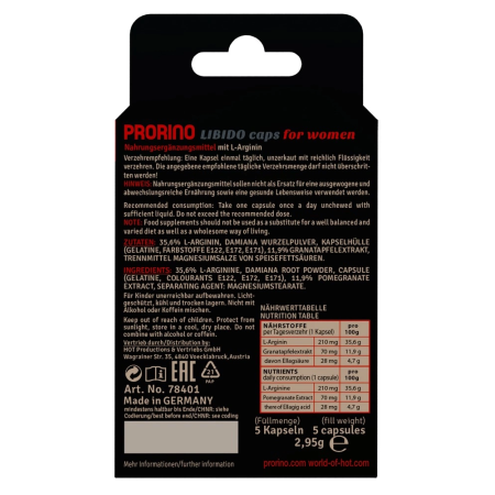 Prorino Libido Women Capsules 5pcs - Dietary Supplement for Women