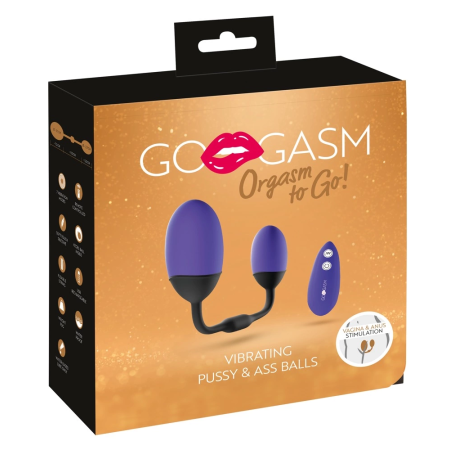 GoGasm Vibrating Dual Ball System B, Remote, Waterproof, Silicone, Black