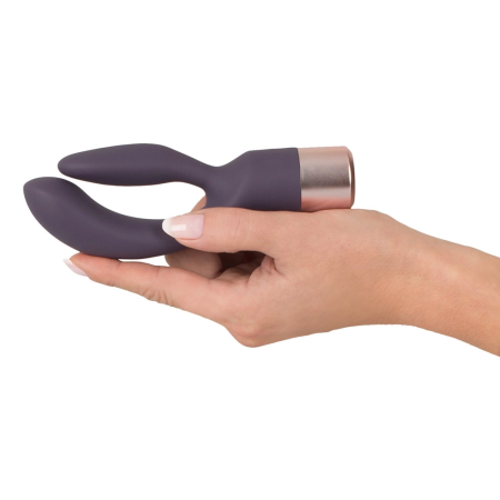 Elegant Double Vibe Silicone Intimate System, USB, 15.2 cm, Purple