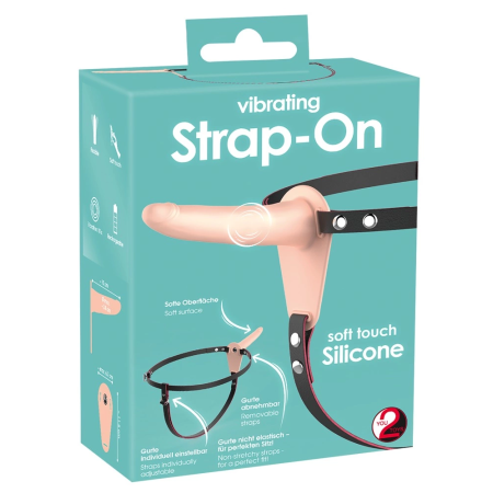You2Toys Vibrating Strap-On System, Adjustable Harness, 15.7 cm, Black