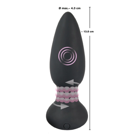 Black Velvets RC Rotating Silicone Anal Plug 14 cm with Remote Control