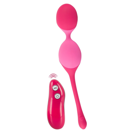 Sweet Smile Remote Vibrating Ball Duo Silicone 7 Modes Rechargeable Pink