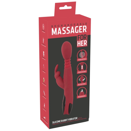 You2Toys Silicone Rabbit Intimate Machine Red-Black 10 Modes 26.5cm