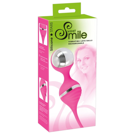 Sweet Smile Vibrating Pelvic Floor Training Balls Pink USB 18cm