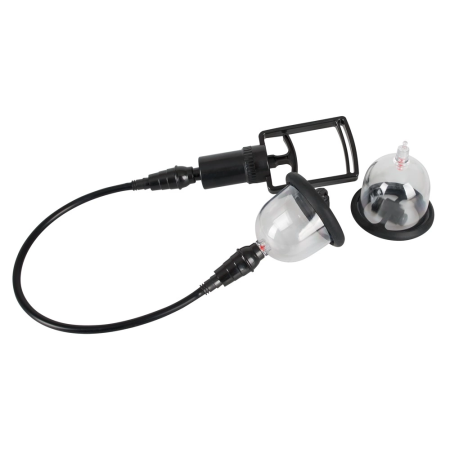 Bad Kitty Vibrating Nipple Cup Set with Hand Pump, Transparent, 5.7 cm