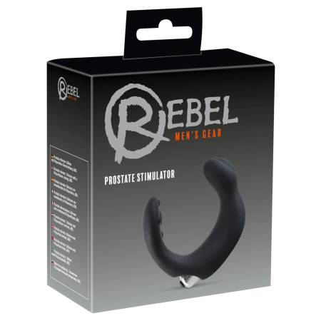 Rebel Black/Silver Prostate Stimulator with Dual Massaging System 20cm