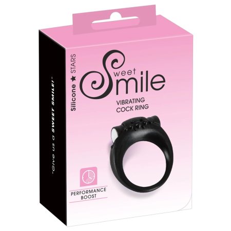 Sweet Smile Black Vibrating Ring Silicone Flexible 3.2cm