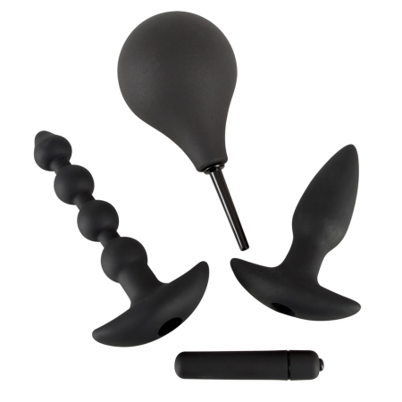 Black Velvets Anal Kit 4-Piece Silicone Set with Intimate Douche