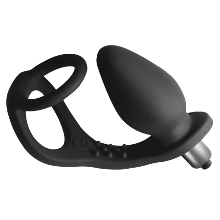 Rocks-Off RO-ZEN Black - Silicone Vibrating Ring & Plug Set, 7 Modes