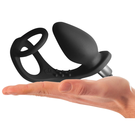Rocks-Off RO-ZEN Black - Silicone Vibrating Ring & Plug Set, 7 Modes