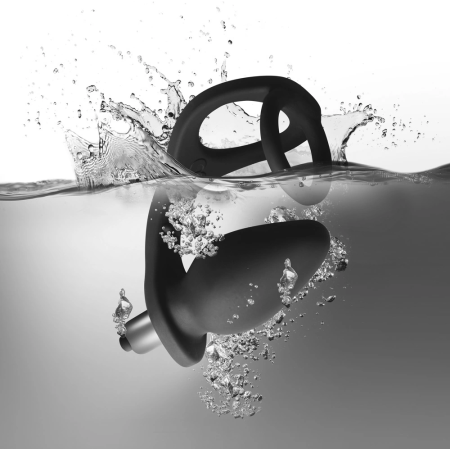 Rocks-Off RO-ZEN Black - Silicone Vibrating Ring & Plug Set, 7 Modes