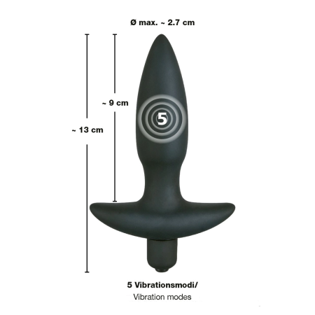 Black Velvets Silicone Small Plug with Multi-Speed Vibration, 13 cm