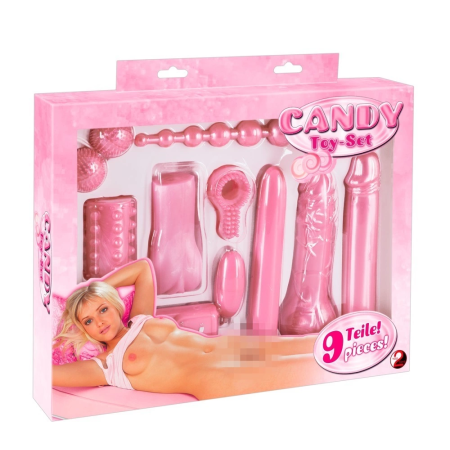 Candy Toy 9-Piece Pink Multifunctional Intimate Set with Vibrating Elements