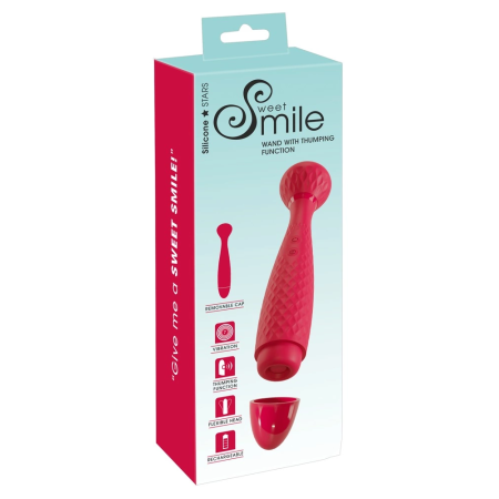 Sweet Smile Wand Dual-Action Massager with Thumping Function, 22.7 cm - Black