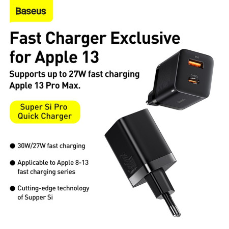 Baseus Super Si Pro Quick Charger 30W juodas