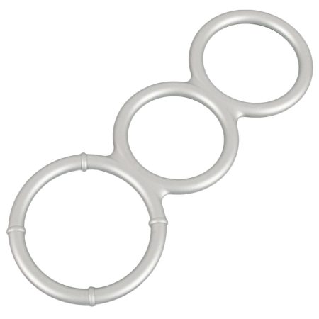 You2Toys Metallic Triple Silicone Intimate Support Ring Set, Silver, Flexible