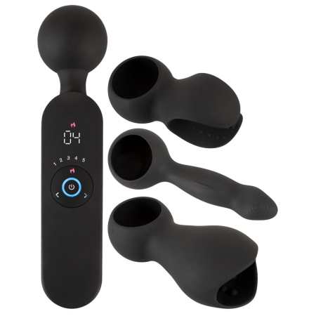 Couples Choice Wand Multi-Attachment Vibrating Massager, 21.5 cm, Black