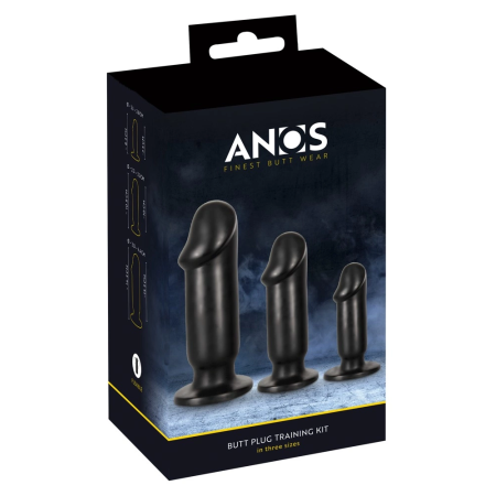 ANOS Anal Plug Training Kit 3 Sizes Flexible PVC Suction Base