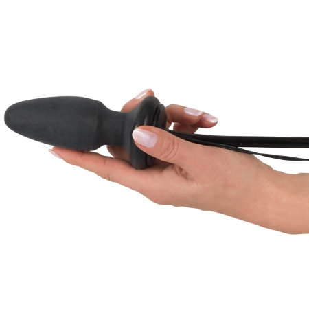 Fanny Hill’s Inflatable Black Plug with Vibration, 12 cm, Latex