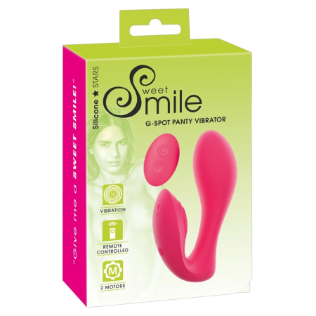 Sweet Smile G-Spot Panty Vibrator Dual Motor Silicone Pink 12.8cm
