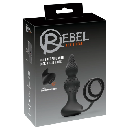 Rebel RC Intimate Double Ring Set with Vibrating Plug & Remote Control