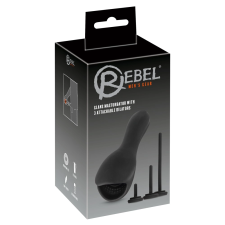 Rebel 3Di Glans Stimulation Device with Flexible Dilators, Black