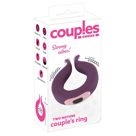 Couples Choice Dual Motor Flexible Intimate Ring Vibrator 8.7cm Black