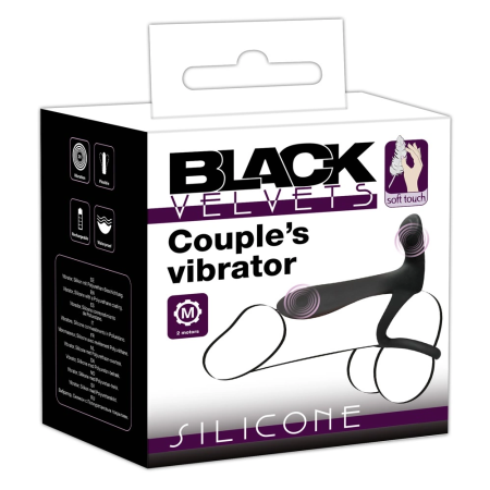 Black Velvets Couples Intimacy Vibrator Dual Ring Waterproof Black