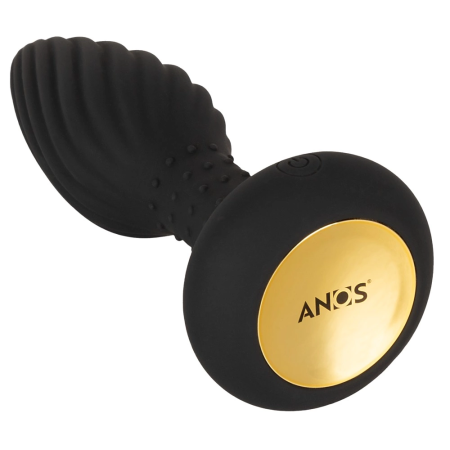 ANOS Remote Control Spiral Intimate Plug with Rotating Beads 15.1cm Black