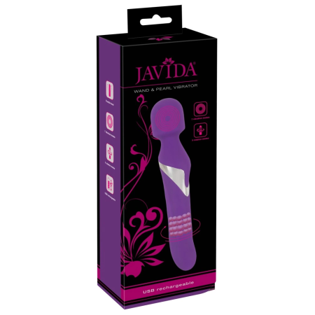 Javida Wand & Pearl Dual-Ended Vibrator Silicone 24cm USB Rechargeable