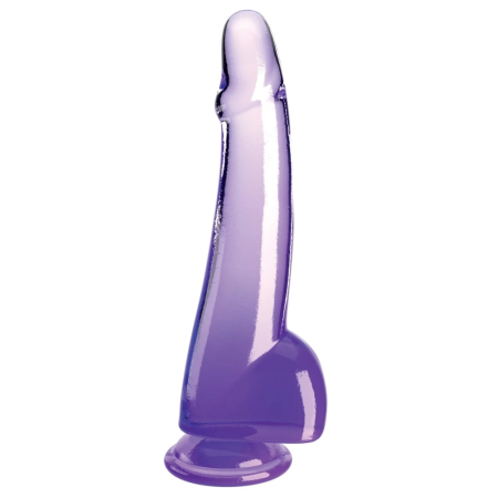 King Cock Clear 10" Purpl Model with Balls, Transparent TPE, 27.9 cm