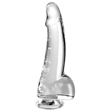 King Cock Clear 7.5” Model with Suction Base, Transparent TPE, 19 cm