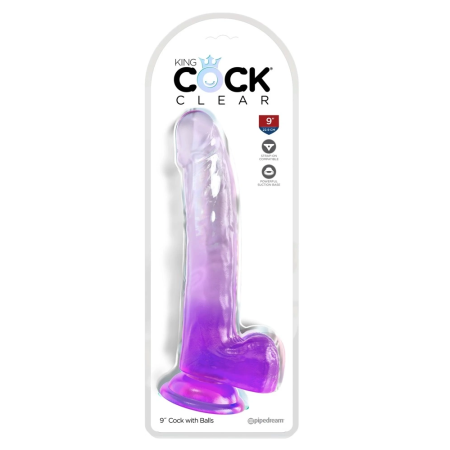 King Cock Clear 9" Intimate Machine with Base, Purple, TPE, 24.8 cm