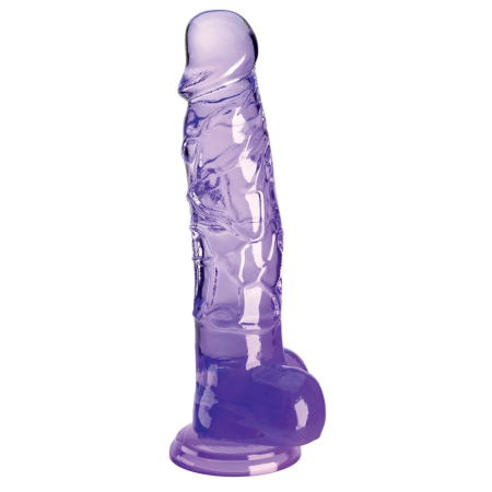 King Cock Clear 8" with Dual Base Purple - Transparent Anatomical Model