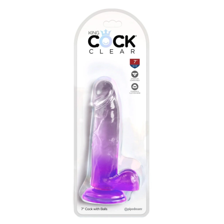King Cock Clear 7 Inch Intimate Model with Dual Density, Purple