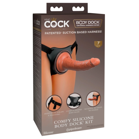 King Cock Elite Comfy Silicone Body Dock Kit Adjustable Harness 21cm