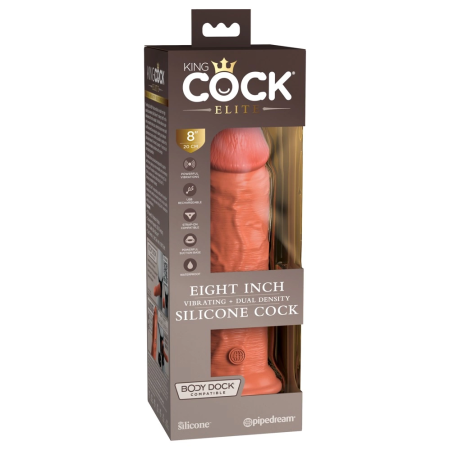 King Cock Elite 8" Dual Density Silicone Vibrating Intimate Machine Tan
