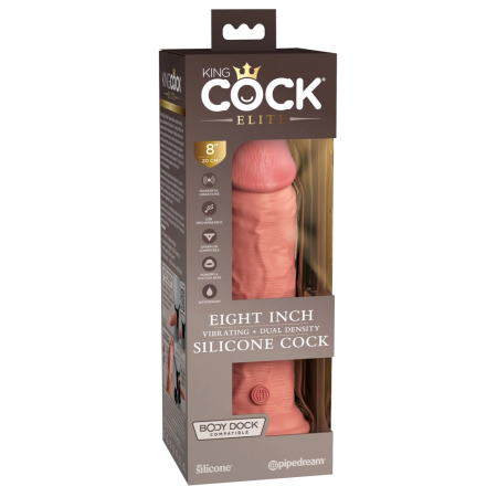 King Cock Elite 8" Dual Density Vibrating Model with Suction Cup, Silicone