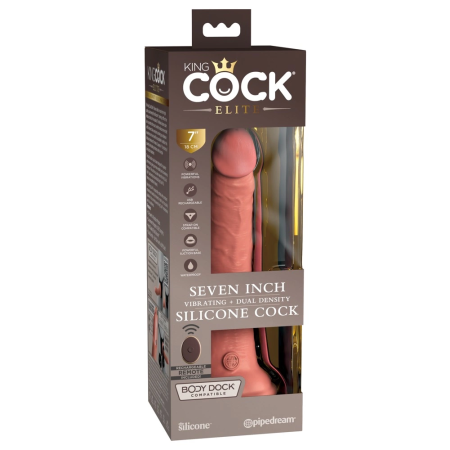King Cock Elite 7" Dual Density Silicone Vibrator with Remote Control