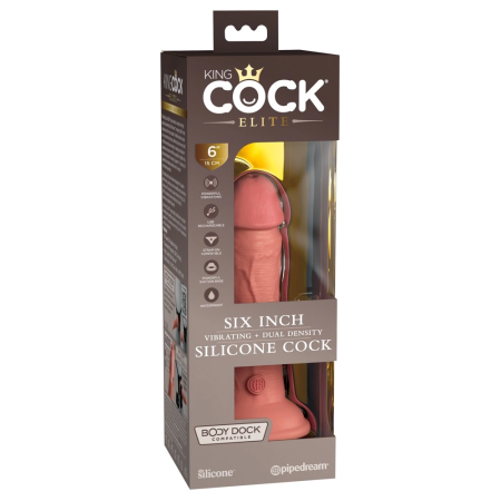 King Cock Elite KCE 6 DD Vibrating Intimate Machine, Silicone, Light, 17.8 cm
