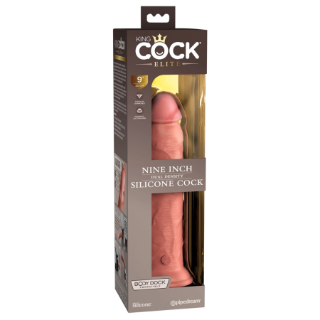 King Cock Elite 9” Dual Density Model, Light, Suction Cup, Silicone