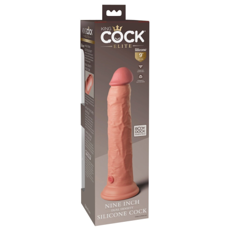 King Cock Elite 9” Dual Density Model, Light, Suction Cup, Silicone